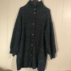 Oversized bubble sleeve knit cardigan